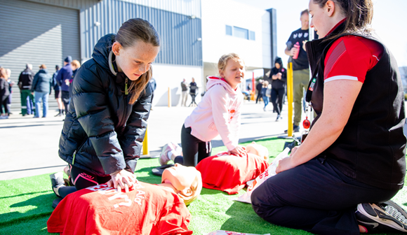 St John CPR Lab setup outdoors and taught by our CPR instructors